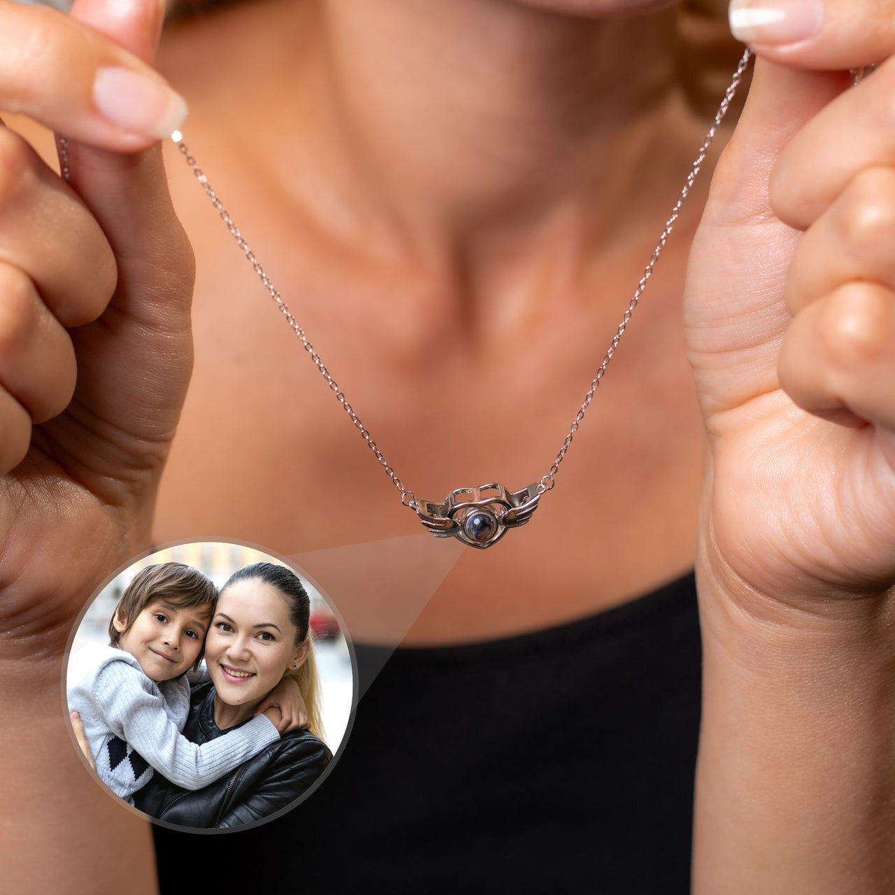 Flying Heart Photo Necklace