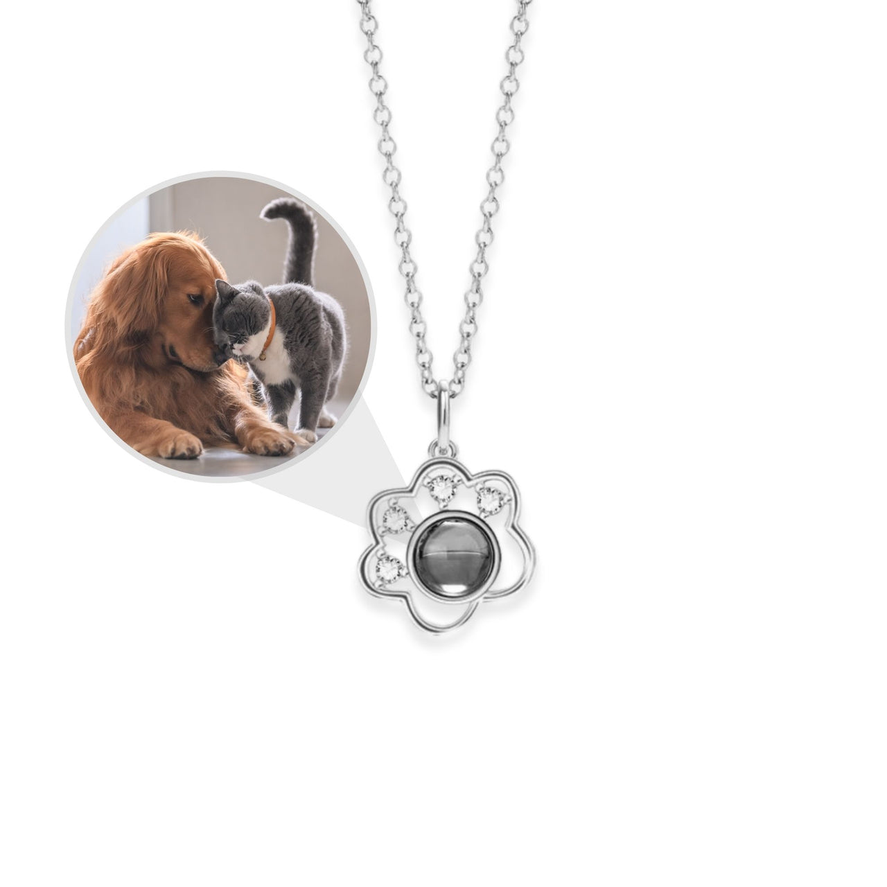 Paw Print Photo Necklace